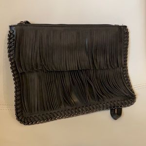 Black fringe wristlet